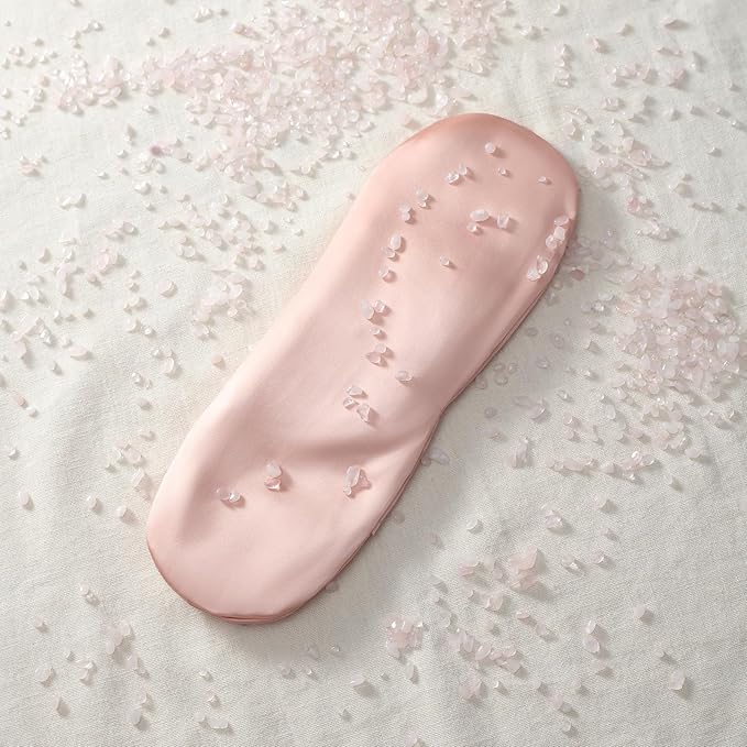 Natural Rose Quartz Weighted Eye Pillow for Relaxation, Sleeping, Yoga, SPA and Travelling, Cooling Eye Pillow, Reusable and Good Relaxation Gift for Women(Rose Quartz)-Velvo Beauty