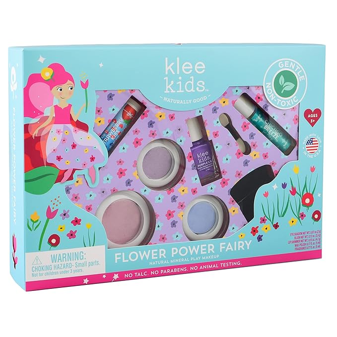 Luna Star Naturals Klee Kids Deluxe Play Makeup Kit. Gentle and Non-Toxic. Made in USA. (Flower Power Fairy)-Velvo Beauty