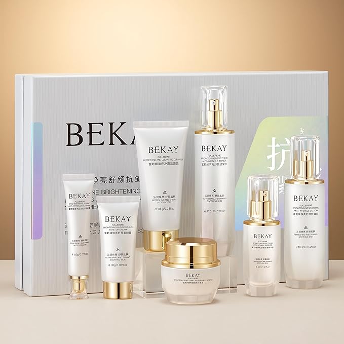 Fullerene Brightening Soothing Anti-Wrinkle Skin Care Set Kit For Women Gift Set 7 Pieces Women Beauty Set-Velvo Beauty