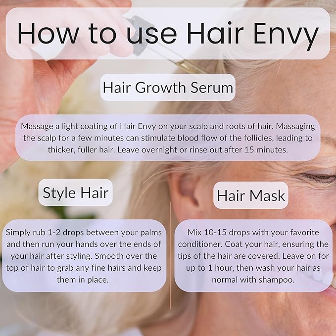 Vitality Extracts Hair Envy - Natural Hair Growth Serum - 100% Pure Essential Oils, 15 Plant Extracts, No Synthetics, No Parabens - Strengthen Hair, Minimize Breakage, Stimulate Follicles-Velvo Beauty