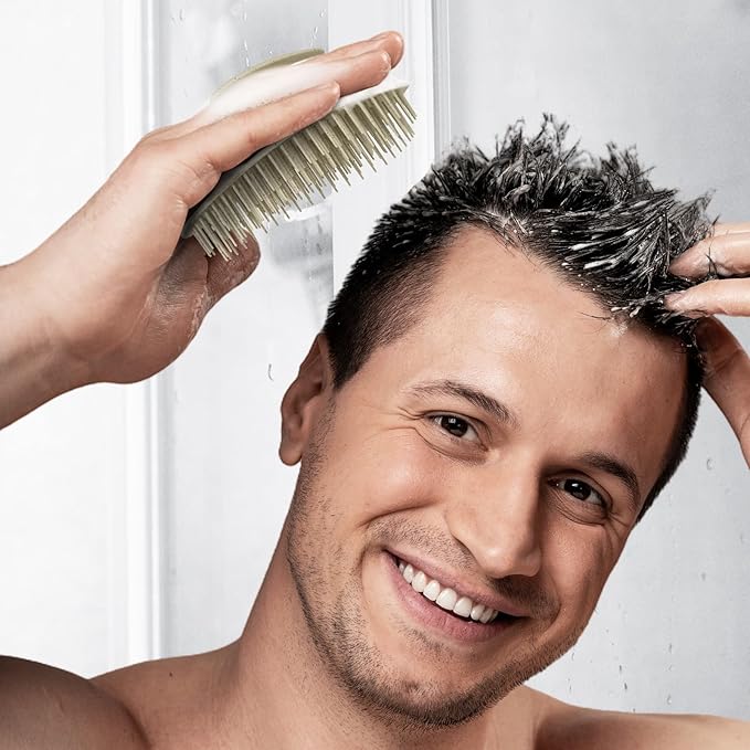 Scalp Massager Shampoo Brush,Scalp Scrubber for Dandruff Removal, Scalp Care Hair Brush Wet & Dry detangler for Men and Women. (Grey, 1pc- Soft for Short & Medium Hair)-Velvo Beauty