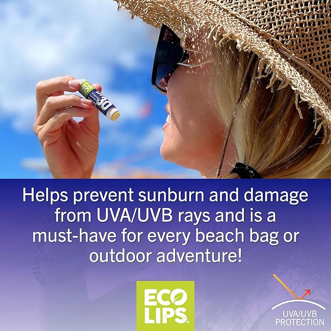 Eco Lips Classic Sport Broad Spectrum Sunscreen Lip Balm 6-Pack - Made in USA (Classic Vanilla SPF 30)-Velvo Beauty