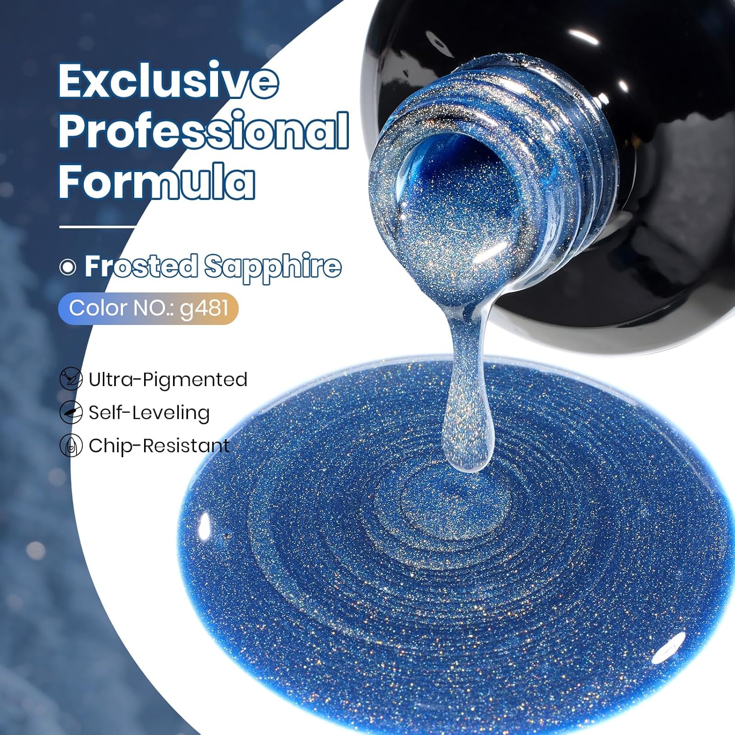 Beetles Blue Cat Eye Gel Nail Polish - Frosted Sapphire Cat Eye Gel Polish, 15ML Gold Powder Blue Glitter Fall Gel Polish Magnetic Shimmer Effect Soak Off UV Nail Art Design Manicure Gifts for Women-Velvo Beauty