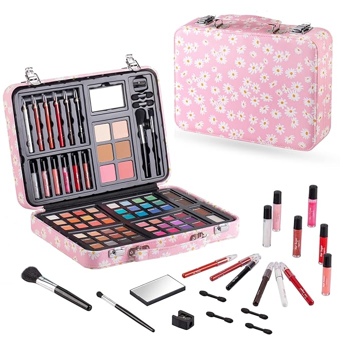 Hot Sugar Makeup Kit for Teenager Girls 10-12, All in One Beginner Makeup Kit for Women Full Kit, Teen makeup kit Cosmetic Gift Set on Birthday Christmas (PINK DAISY)-Velvo Beauty