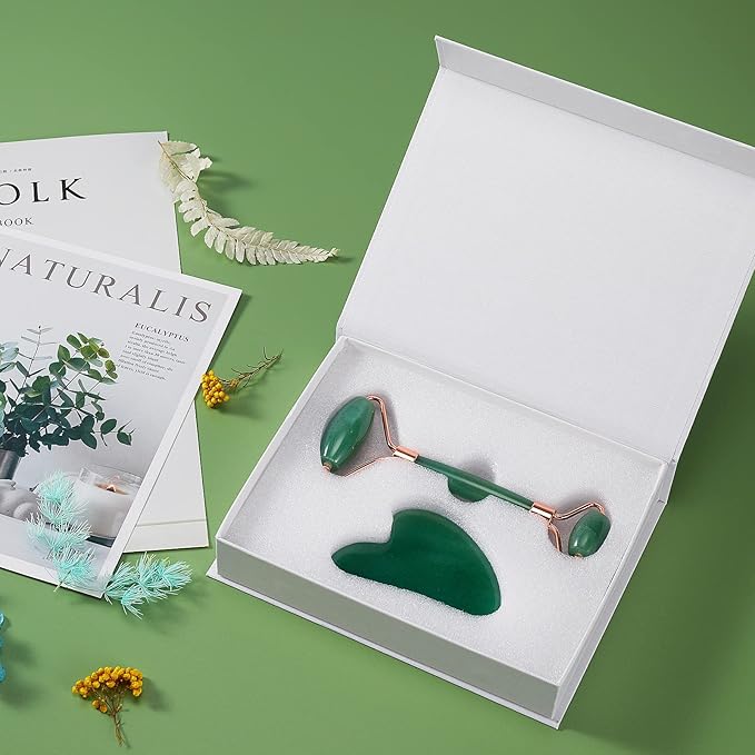 Jade Roller for Face, Facial Roller Massager Skin Care Tool, Gua Sha Facial Tools for Face, Neck, Eyes, Reduce Puffiness of The Skin (Green)-Velvo Beauty