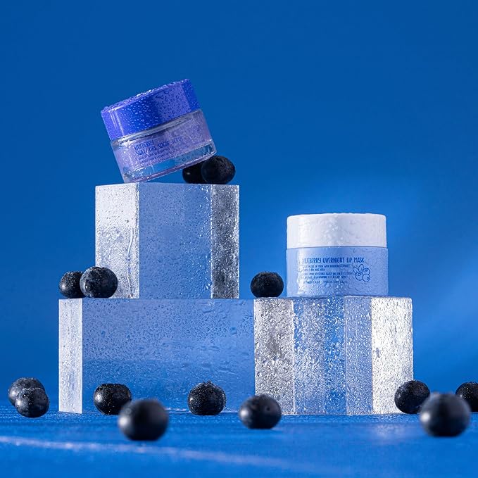 W7 Sweet Dreams Lip Scrub & Overnight Lip Mask Duo - 2Pcs Set - Blueberry Flavour - Exfoliate, Condition, Soothe & Hydrate-Velvo Beauty