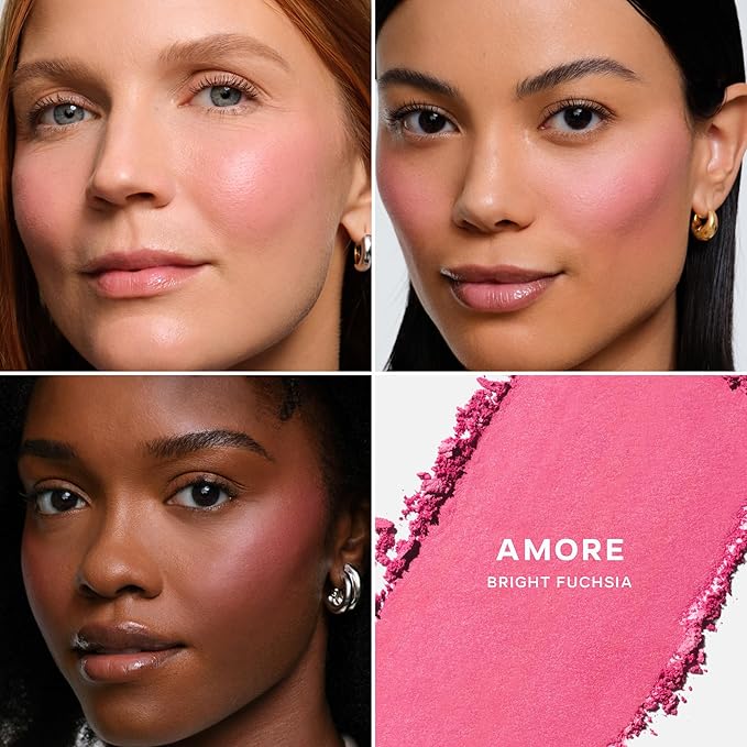 Saie SuperSuede Baked Blush - Talc-Free Powder Blush for All Day Wear - Enriched with Plant-Derived Squalane + Glycerin to Help Moisturize Dry Skin - Amore (0.1 Ounce)-Velvo Beauty