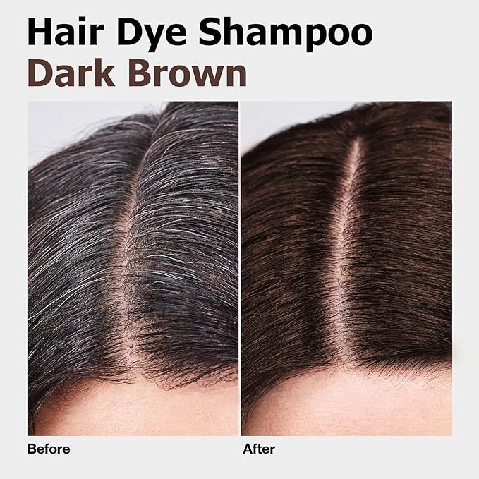 Hair Dye Shampoo, Gray Hair Coverage Dye Shampoo, Hair Color Shampoo for All Hair Types, Champu Para Canas, Suitable for Home and Salon (Dark Brown)-Velvo Beauty
