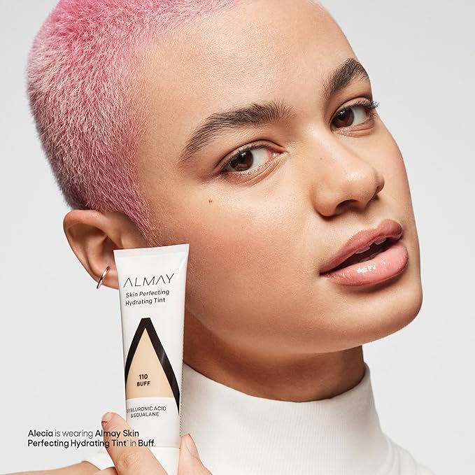 Almay Hydrating Liquid Foundation Tint, Lightweight with Light Coverage, Naturally Dewy Finish, Hypoallergenic, Dermatologist TestedFragrance Free, 110 Buff, 0.94 fl oz.-Velvo Beauty