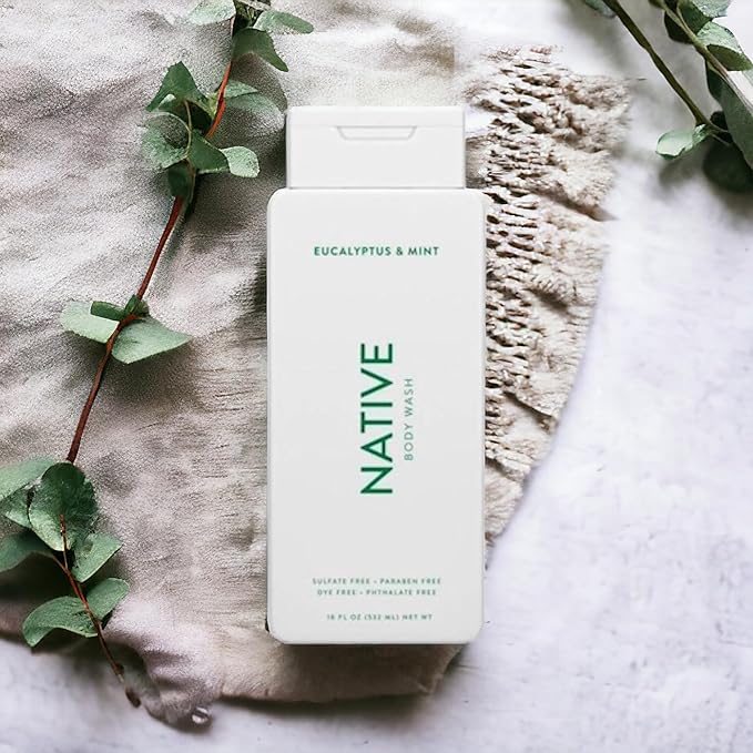 Native Body Wash Contains Naturally Derived Ingredients | For Women & Men, Sulfate, Paraben, & Dye Free Leaving Skin Soft and Hydrated | Eucalyptus & Mint 18 oz - 2 Pk-Velvo Beauty