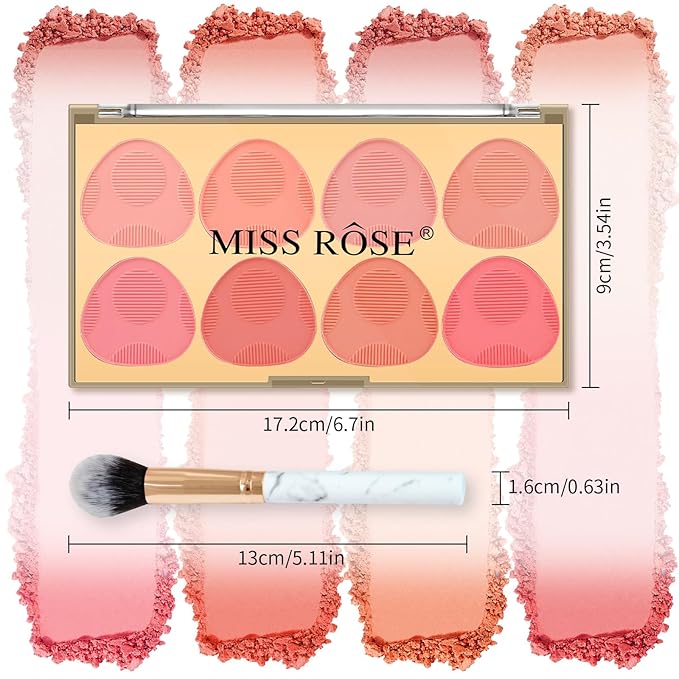 DAGEDA 8 Colors Blush Palette Makeup, Natural Face Blush for Cheeks, Smooth Powder Blush Palette with Brush,Facial Makeup Blushes Set-Velvo Beauty