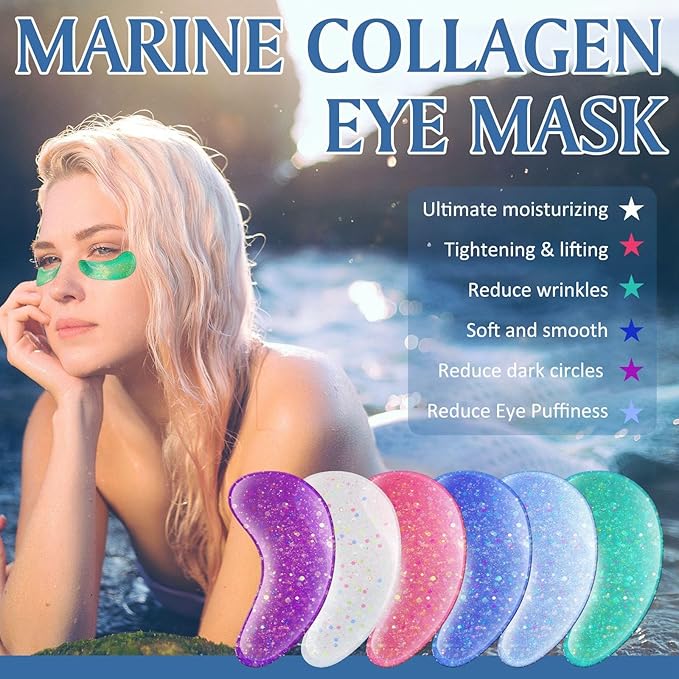 Under Eye Patches For Dark Circles, 12 Pairs Collagen Eye Patches, Natural Marine Collagen Under Eye Patches, Dark Circle Eye Patches, Undereye Mask For Dark Circles, Wrinkles & Eye Bags-Velvo Beauty