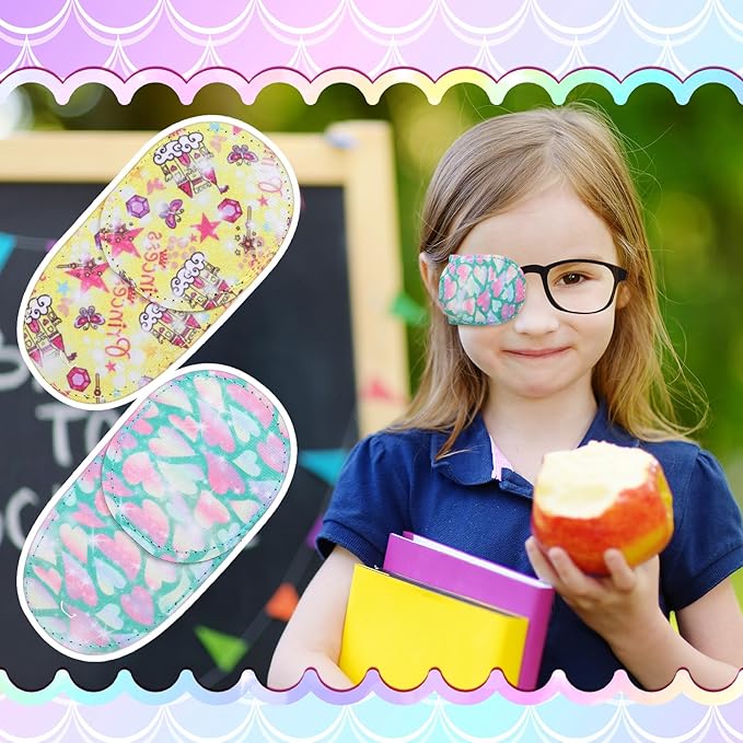 Newcotte 12 Pcs Eye Patch for Kids Girls Boys Reusable Eye Patch for Glasses over the Lens Colorful Eye Patch Toddler Eye Patch Adorable Kids Eye Patches Assorted Eye Patch Cover (Mermaid)-Velvo Beauty