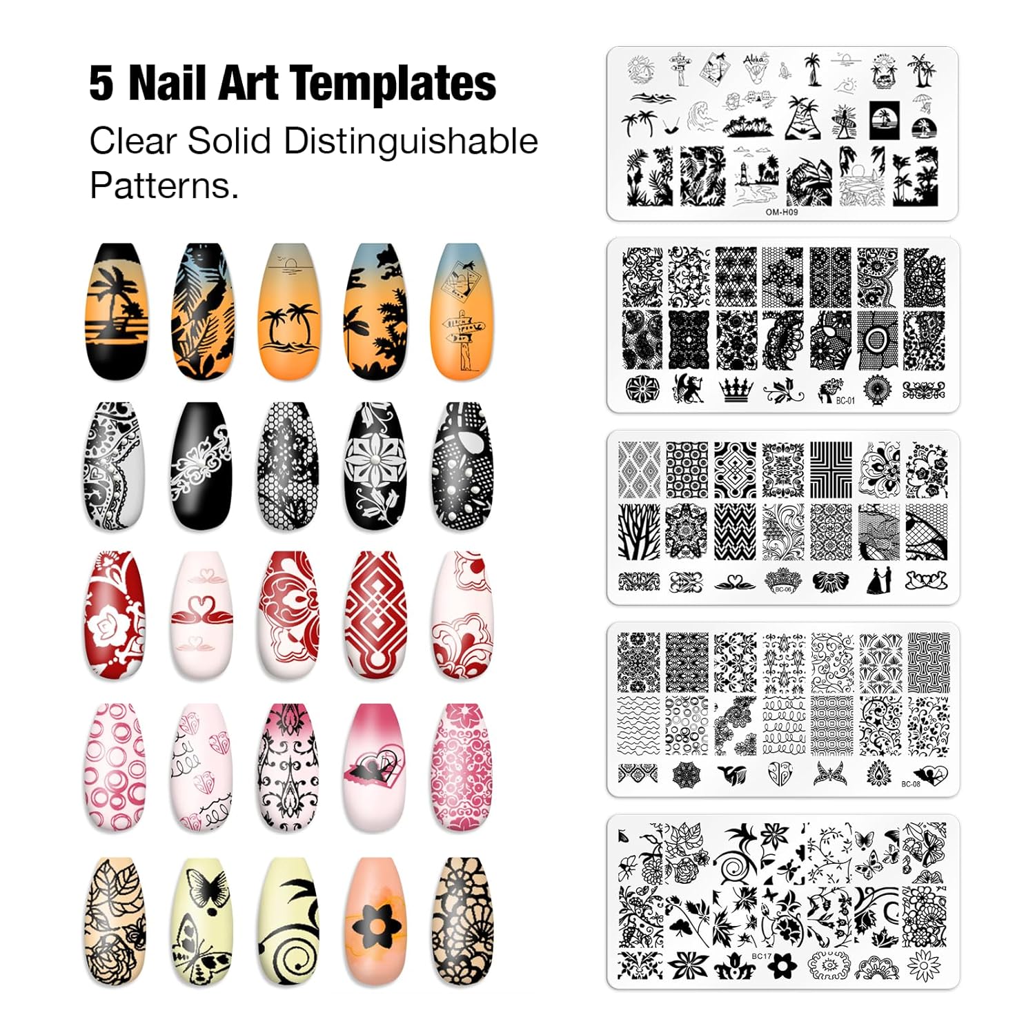 8PCS Nail Art Stamper Clear Silicone Nails Stamping Jelly with Scraper Transparent Visible Body DIY Manicure Nail Art Tool O-Velvo Beauty