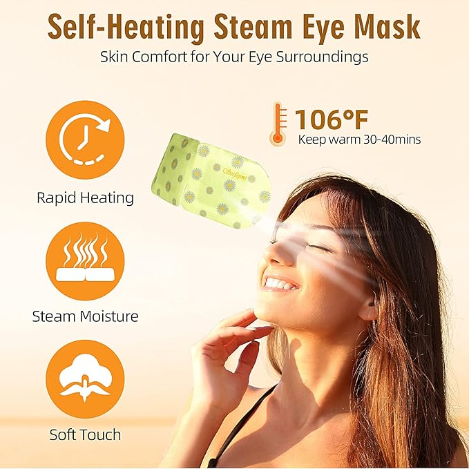 Serfeymi 16 Packs Steam Eye Mask for Sleeping, Self Heating Warm Eye Mask Skincare Disposable Eye SPA Heated Eye Mask for Dry Eyes Dark Circles Tired Eyes, Gifts for Mother's Day(Chamomile)-Velvo Beauty