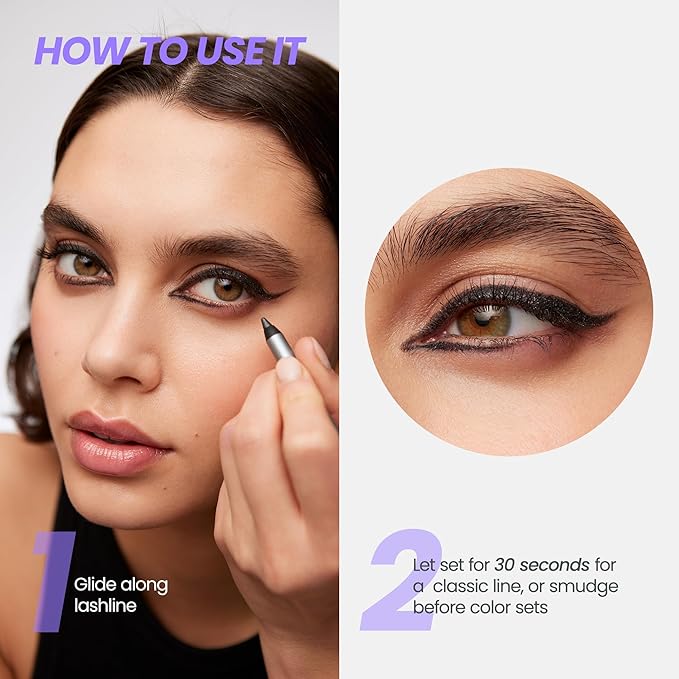 Wonderskin Eyeliner Pencil, 1440 Longwear Black Glitter Eyeliner Pencil - Waterproof, Sharpenable & Smudge Proof-Velvo Beauty