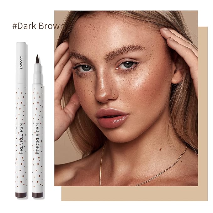 Freckle Pen 2 Colors Waterproof Long Lasting Quick Dry Small Spot Natural Like Face Freckle Makeup Pen, Dark Brown and Light Brown, Upgrade Design-Velvo Beauty
