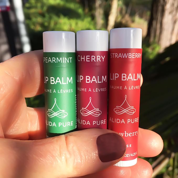 Berry Mint Lip Balm Collection, Vegan Set, Bees Wax Free, Coconut Oil Free, with Organic Jojoba and Avocado Oil, Vitamin E, Natural Moisturizer For Dry Cracked Lips, 3 Tube Set-Velvo Beauty