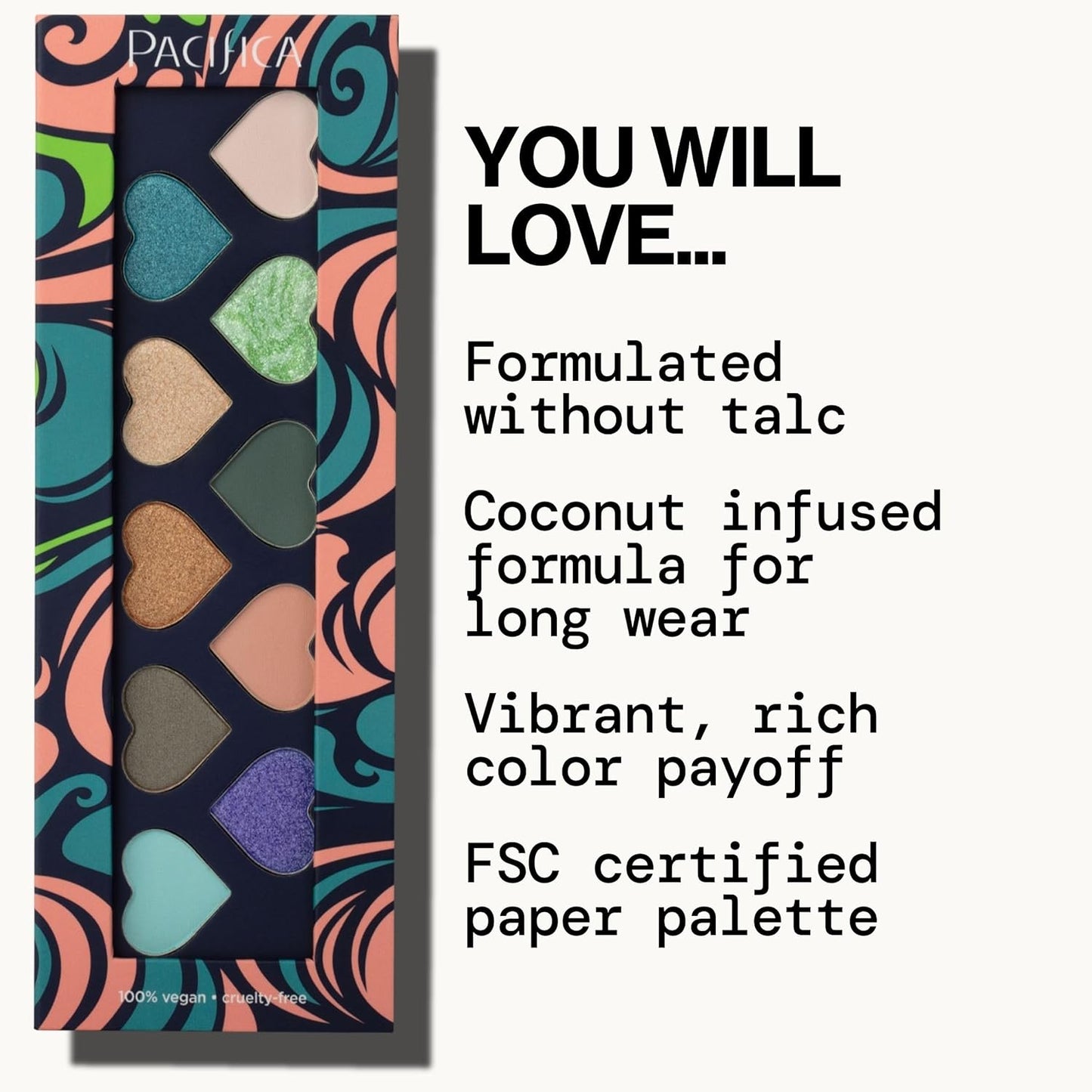 Pacifica Eyeshadow Palette – Waikiki Mineral Eyeshadow, Blendable Shimmer & Matte Shades w/Velvet Matte, Shimmer & Metallic, Cocoa Butter Infused, Talc-Free, Vegan & Cruelty-Free, 0.24 oz 10 Shades-Velvo Beauty