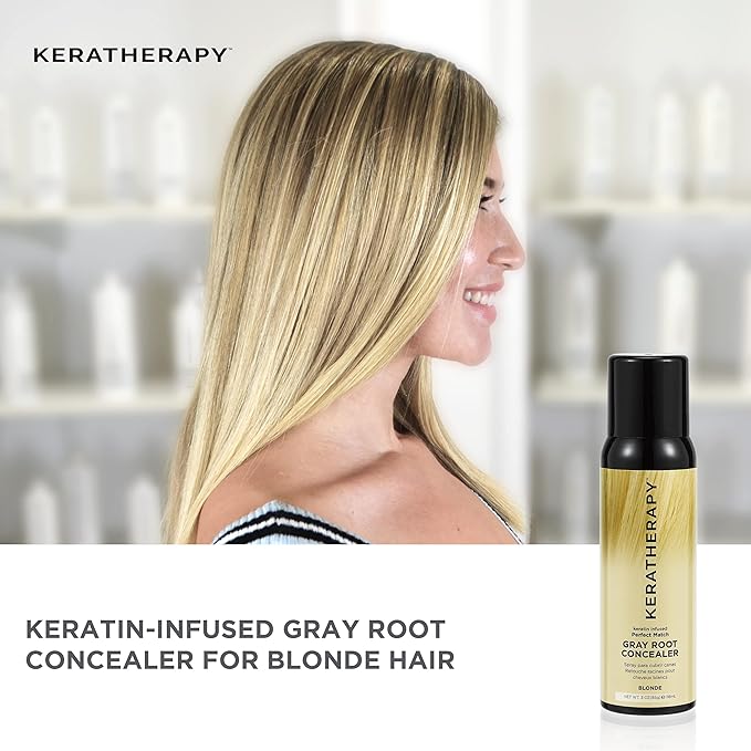 Keratherapy Keratin Infused Perfect Match Gray Root Concealer Spray, Light Brown, 3 oz, 118ml - Root Cover Up Spray to Hide Gray Roots - Keratin Therapy Hair Darkening & Temporary Scalp Concealer-Velvo Beauty