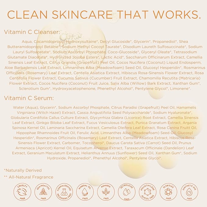 InstaNatural Vitamin C Cleanser and Serum Kit, Brightens and Reduces Signs of Aging, Fine Lines and Wrinkles, with Botanical Extracts-Velvo Beauty