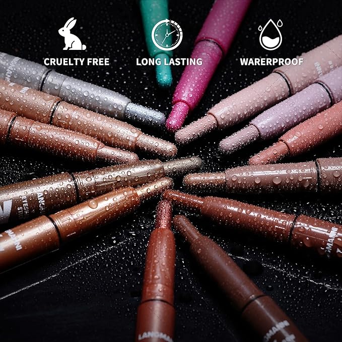 LANGMANNI Eyeshadow Stick, 6 PCS Waterproof Multi-Color Eyeshadow Pen Set, Creamy Long-Lasting Eye Makeup Kit, Natural & Shimmer Shades Contour Stick, Perfect Gifts For Women (#E)-Velvo Beauty