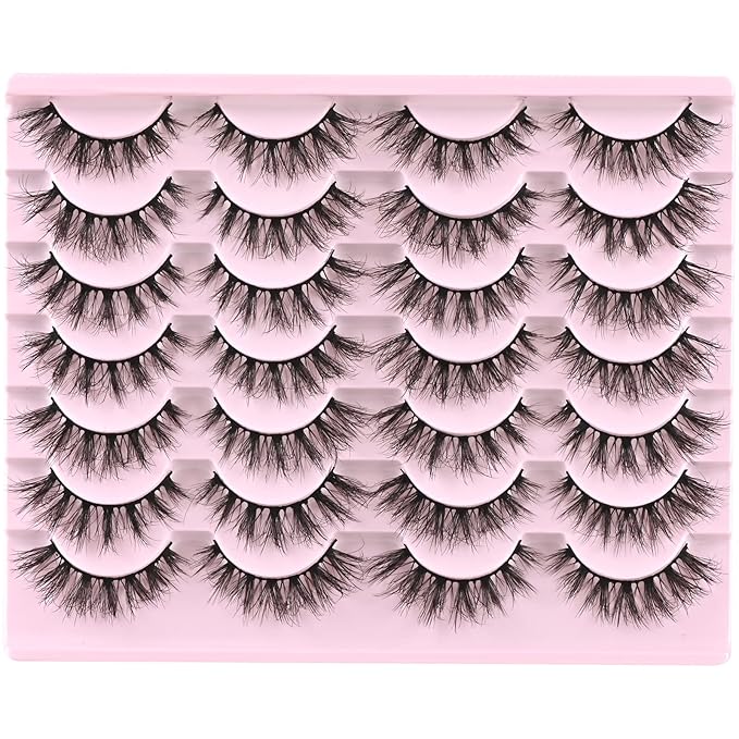FARRED Lashes Natural Eyelashes Wispy Cat Eye False Lashes Fluffy Fake Eyelash Natural Look 14 Pairs Short Faux Mink Strip Eye Lash Pack for MUA and Beginners Daily Makeup (F4 | 9-16mm)-Velvo Beauty