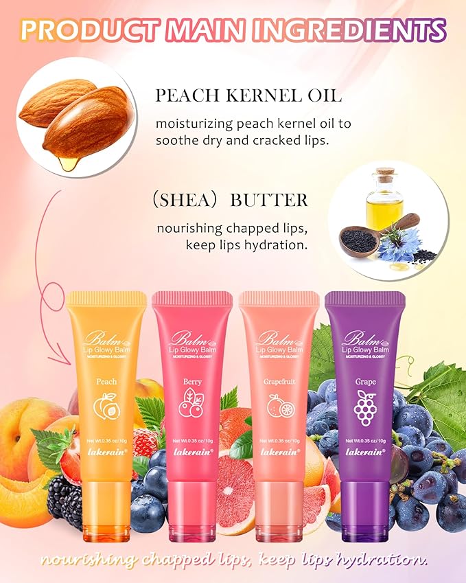 Moisturizer Lip Glowy Balm, Hydrating & Nourishing Repair Sleeping Lip Mask, Shine Glossy Finish Lip Oil, Day and Night Smooth Cracked Chapped Dry Lips, Lip Care Therapy Treatment for Women-1#Peach-Velvo Beauty