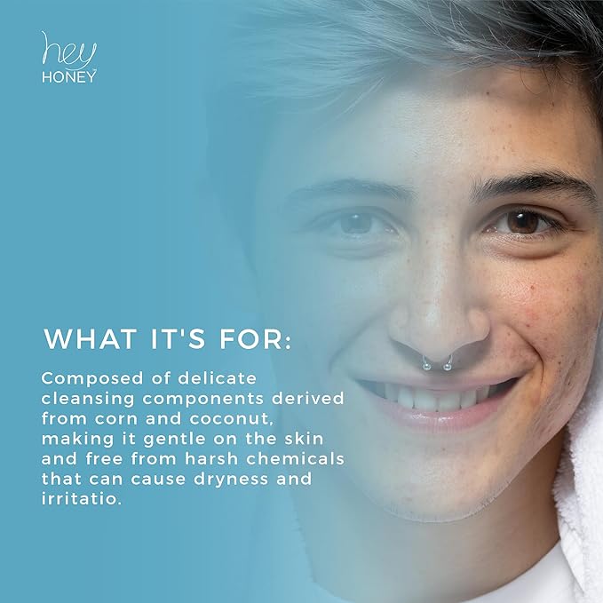 Hey Honey Skincare Be Clear Acne Routine | Daily Active Cleansing Face Wash | Youth & Young Adults, Blemishes Prone | Propolis & Gentle Exfoliating Acids | Fast & Long Lasting Oil Control | 5 fl oz-Velvo Beauty