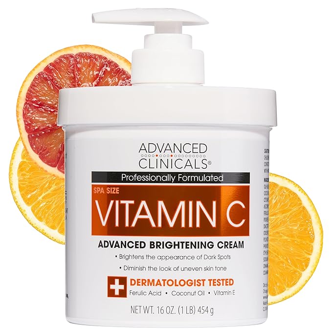 Advanced Clinicals Vitamin C Cream Face & Body Lotion Moisturizer | Anti Aging Skin Care Firming & Brightening Cream For Body, Face, Uneven Skin Tone, Wrinkles, & Sun Damaged Dry Skin, 16 Oz-Velvo Beauty