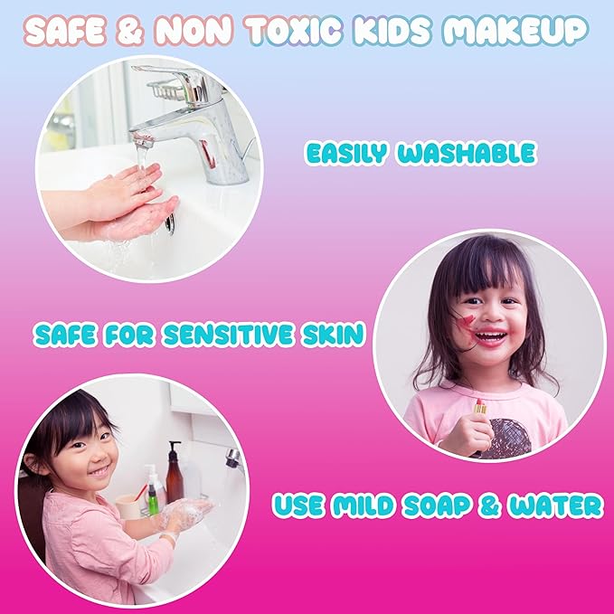 Expressions 5pc Rainbow Rhinestones Cosmetics Lip Kit For Kids w/Lip Glosses, Lip Balms & Tin Box Storage Case Magical Lip Set,Washable + Non Toxic-Velvo Beauty