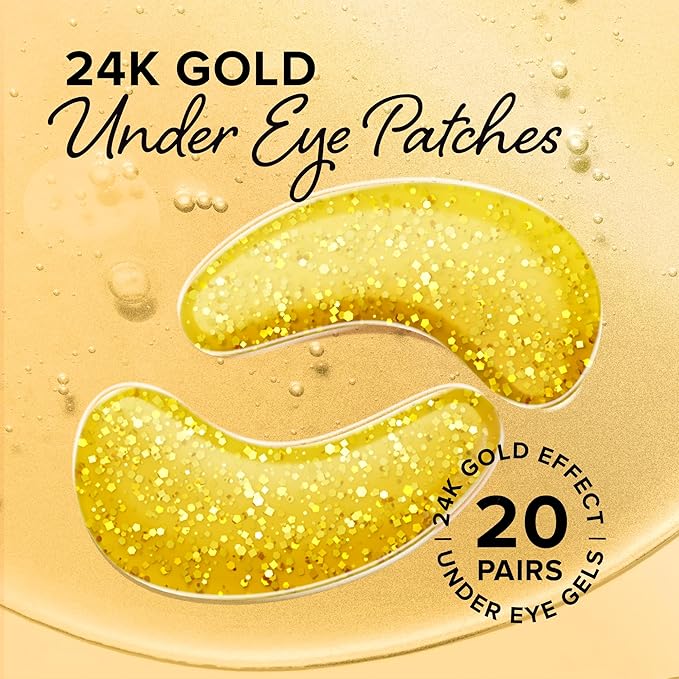MAREE 24k Gold Under Eye Gels for Dark Circles and Puffiness - Collagen & Hyaluronic Acid Skincare Gel Pads - Gold Eye Patches for Puffy Eyes and Dark Circles - Under Eye Masks - Travel Essentials-Velvo Beauty
