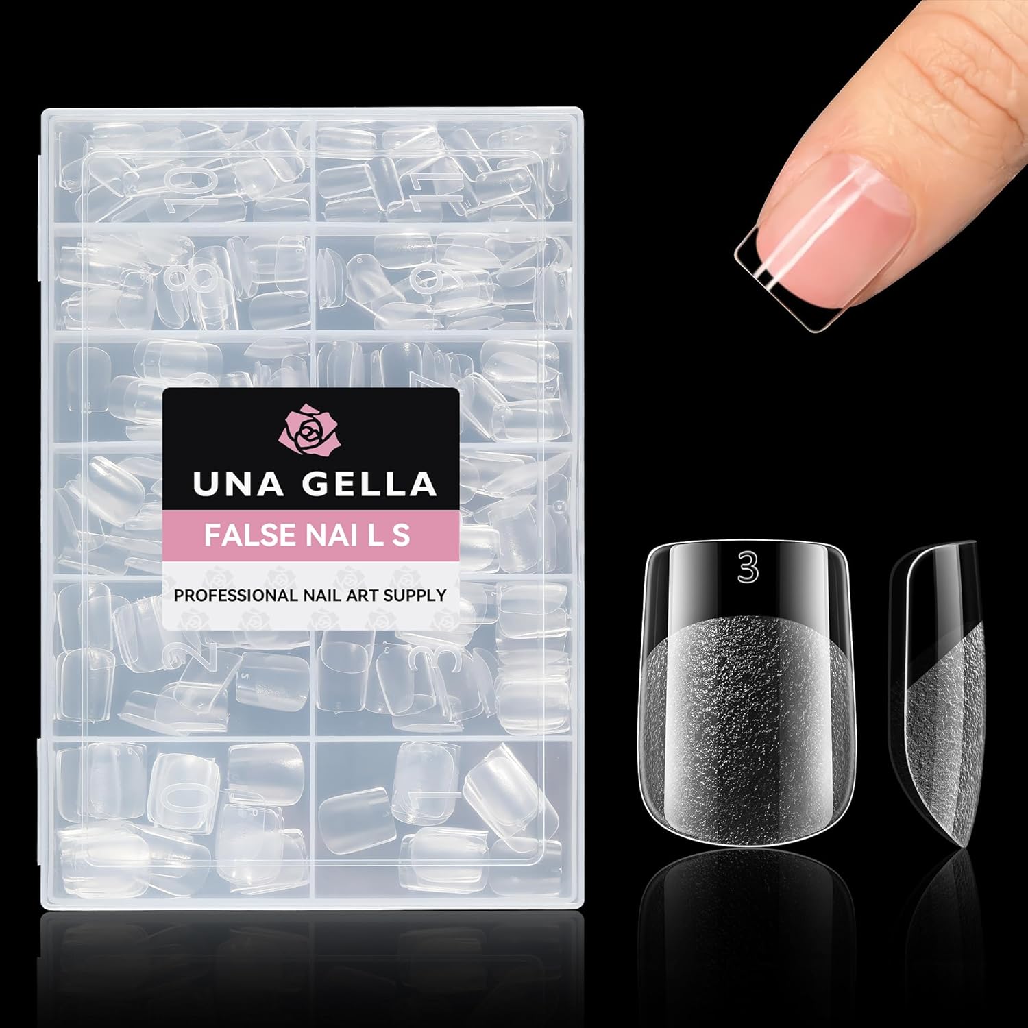 UNA GELLA Extra Short Square Nail Tips, 312pcs XS Square Gel Nail Tips, Soft Gel Full Cover Half Matte No Need File Acrylic Fake Nails for Nail Extension Home DIY Nail Salon 12 Sizes-Velvo Beauty