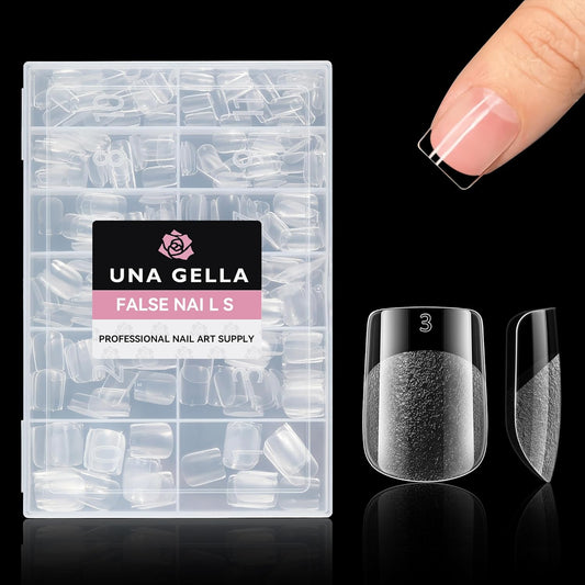 UNA GELLA Extra Short Square Nail Tips, 312pcs XS Square Gel Nail Tips, Soft Gel Full Cover Half Matte No Need File Acrylic Fake Nails for Nail Extension Home DIY Nail Salon 12 Sizes-Velvo Beauty