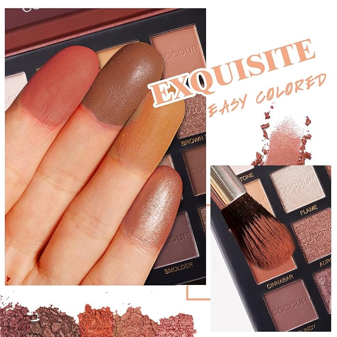 Rechoo 16 Colors Eyeshadow Make-up Palette Neked, Nude Brown Color Matte Shimmer Eye Shadow, High-Pigmented Eyeshadow Neutral, Long-lasting Powder Eyeshadow Palette for Daily and Smokey Make-up-Velvo Beauty