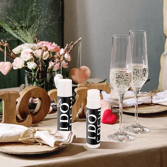 24 Pcs Bachelorette Lip Balm I Do Crew Wedding Party Gifts Bachelorette Lip Balm Gift Wedding Favors for Bachelorette Wedding Party Guest Supplies (Black with White)-Velvo Beauty