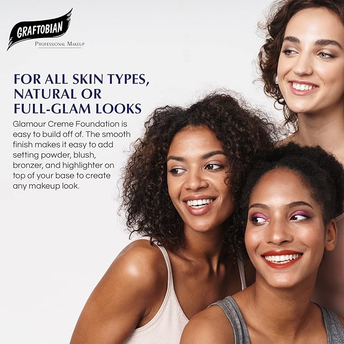 Graftobian HD Glamour Crème Foundation 1/2oz, Weightless Full Coverage Makeup, 65 Inclusive Shades, For All Skin Types, Natural or Full-Glam Looks, For Professionals and Beginners, Lady Fair-Velvo Beauty