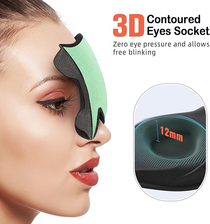 LitBear Sleep Mask for Side Sleeper Women Men, Eye Mask for Sleeping Light Blocking, 3D Contoured Cup Sleeping Mask, Soft Breathable Sleep Eye Mask with Adjustable Strap for Flight, Mint Green-Velvo Beauty