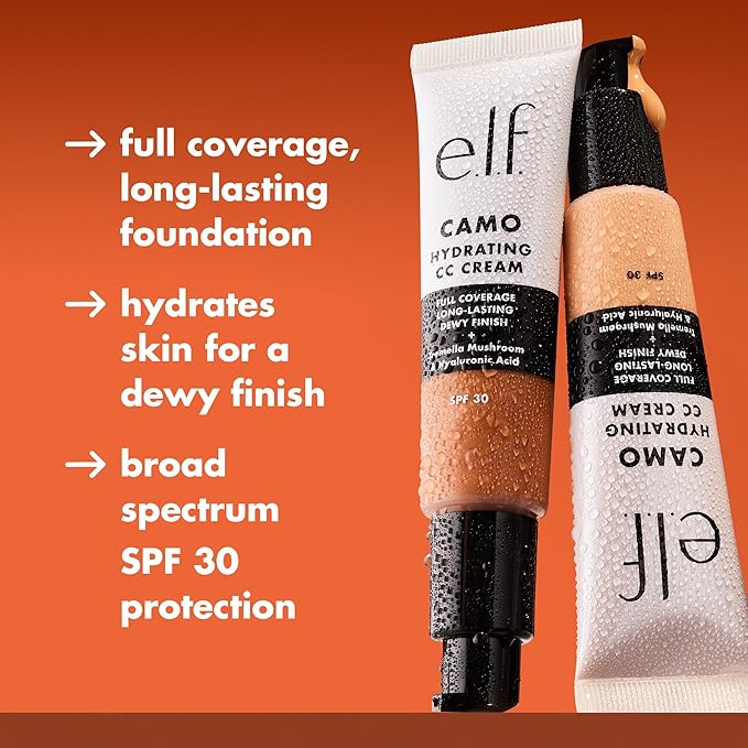 e.l.f. Hydrating Camo CC Cream, SPF 30, Color Correcting Full Coverage Foundation For A Dewy Finish, Vegan & Cruelty-Free, Deep 540 N-Velvo Beauty