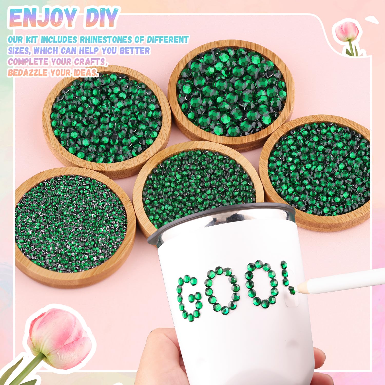 30000Pcs Resin Emerald Green Rhinestones for Bedazzling Crafting with b7000 Jewelry Glue, Bulk Flatback Gems Bedazzler Kit for Crafts Clothes Shoes Fabric Nail Diamond Art, Assorted Size 2/3/4/5/6mm-Velvo Beauty