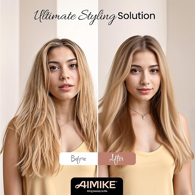 AIMIKE Nano Ionic Tech Small Round Brush, Ceramic Round Brush for Blow Drying, Styling and Boost Volume, Natural Wood Round Hair Brush, One Piece Design - 1.4 Inch/35mm-Velvo Beauty