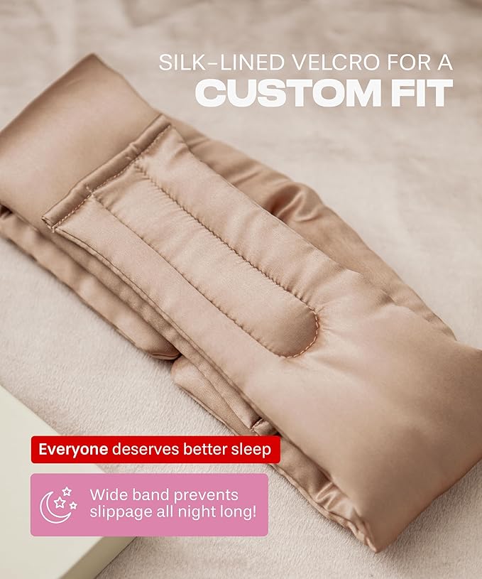 SUNDAYSILKS™ | Adjustable Silk Sleep Mask for Side Sleeper | Cloud-Like Comfort, Weighted for Deep Sleep | Soft Sleep Face Mask for Women & Men, Full Blackout, Cooling Silk Eye Mask for Sleeping-Velvo Beauty