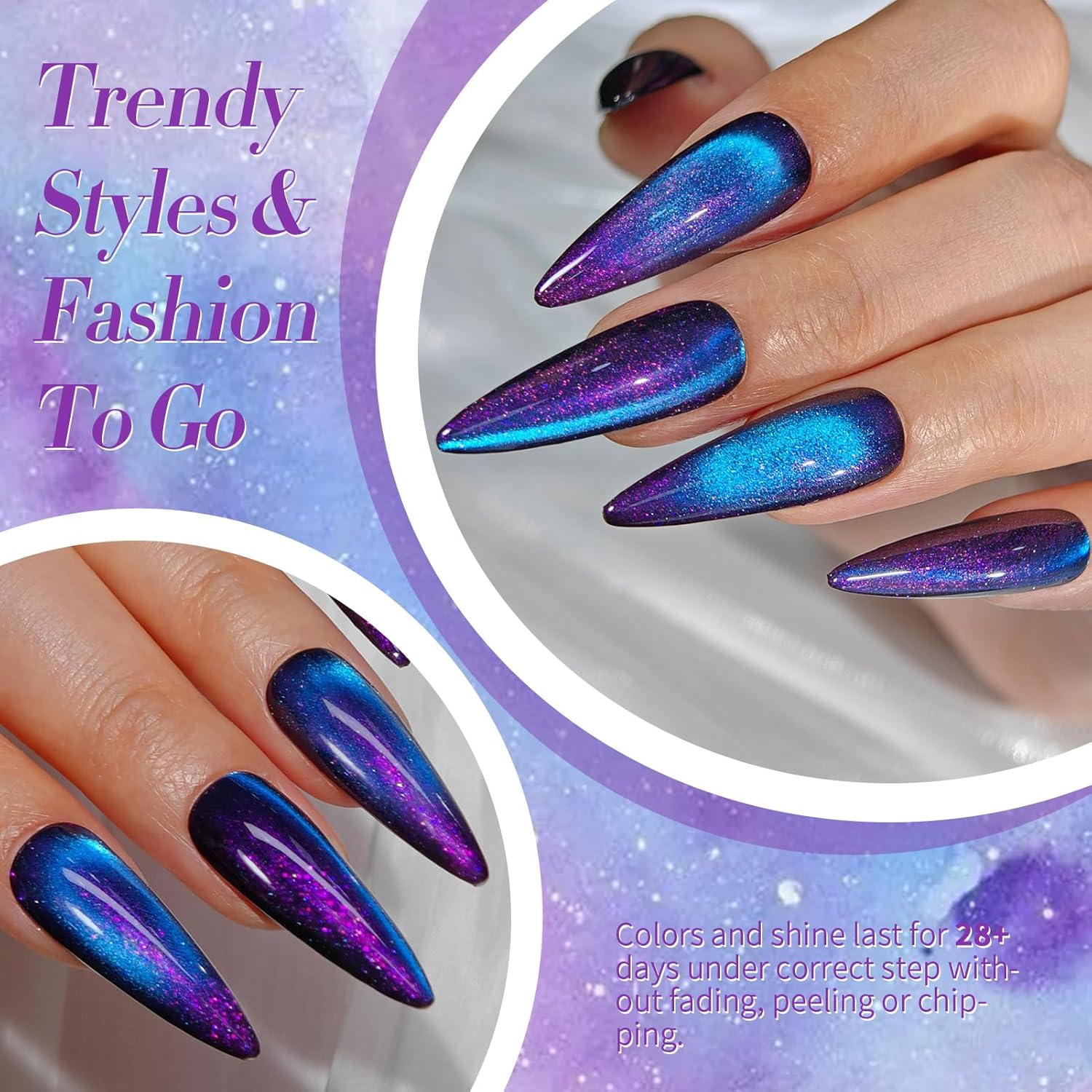 BORN PRETTY Cat Magnetic Eye Gel Nail Polish,Night Purple Magnetic Gel Polish Blueberry Cat Magnetic Eye Gel Manicure Nail Art DIY 15ml-Velvo Beauty