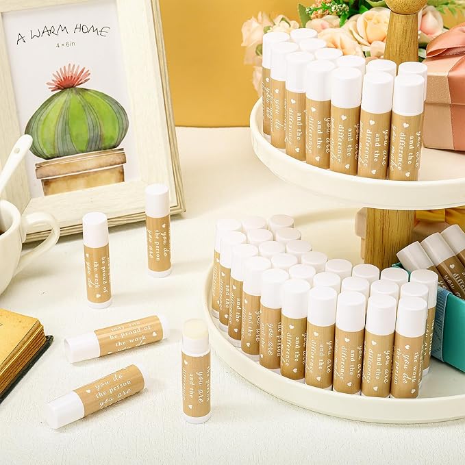Demissle Thank You Gifts for Coworker Lip Balm Bulk Set Inspirational Appreciation Gifts Leaving Farewell Gifts Vanilla Ingredients Lips Care Products for Friends Teacher Worker Employee (12 Pcs)-Velvo Beauty