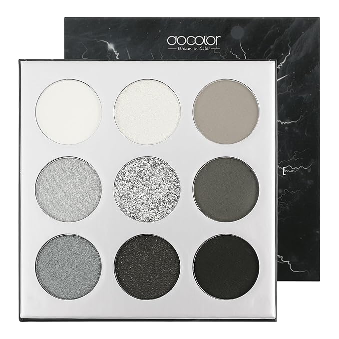 docolor Eyeshadow Palette 9 Colors Black Eyeshadow Gemstone Shadow Palette Highly Pigmented Mattes Shimmers Smokey Glitter Cream Colorful Powder Blendable Long Lasting Waterproof Makeup Palette-Velvo Beauty