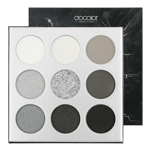 docolor Eyeshadow Palette 9 Colors Black Eyeshadow Gemstone Shadow Palette Highly Pigmented Mattes Shimmers Smokey Glitter Cream Colorful Powder Blendable Long Lasting Waterproof Makeup Palette-Velvo Beauty