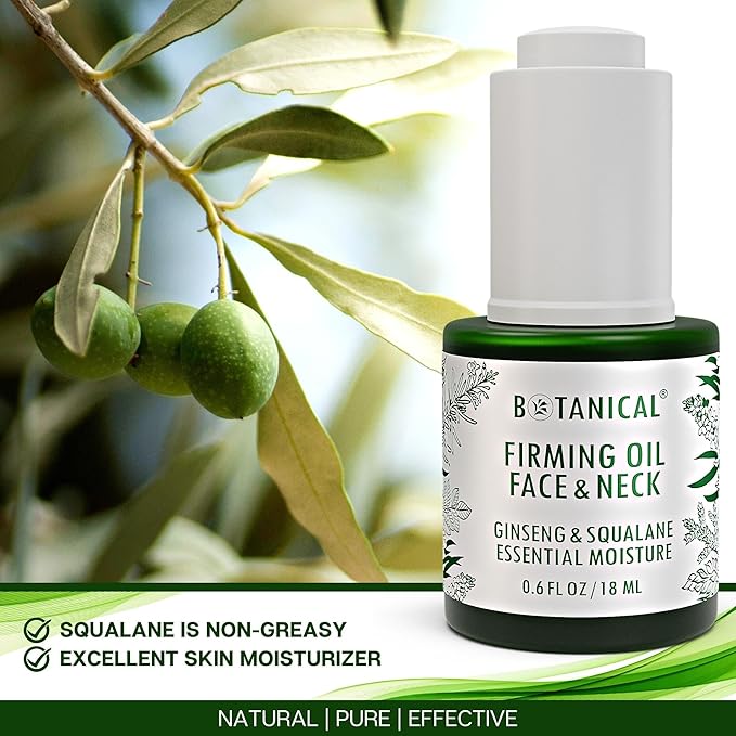 Botanical Face & Neck Firming Oil | Anti-Wrinkle Ginseng & Squalane Serum w/Gua Sha Lift Scraper | Organic, Pure, Natural Skincare (0.6 fl oz | 18 ml)-Velvo Beauty