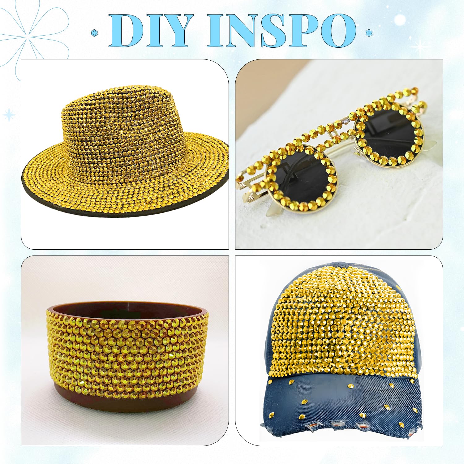 6000Pcs Resin Rhinestones for Bedazzling with 3Pcs B7000 Jewelry Glue, 1 Box Bright Gold Flatback Rhinestones for Crafting Crafts DIY, Crystals Gems for Clothing Shoes Tumblers Nail Art Makeup-Velvo Beauty