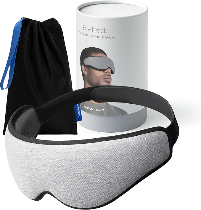 Ostrichpillow Eye Mask, Sleep Mask for Men Women 100% Blackout, No Pressure On Eyes, Soft & Breathable, Adjustable Fit, Travel Bag Included-Velvo Beauty