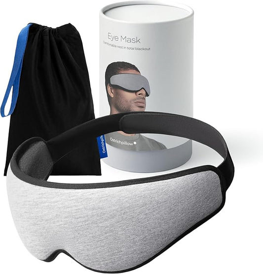 Ostrichpillow Eye Mask, Sleep Mask for Men Women 100% Blackout, No Pressure On Eyes, Soft & Breathable, Adjustable Fit, Travel Bag Included-Velvo Beauty